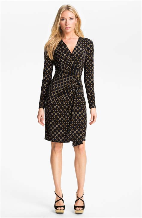 Michael Michael Kors Chain Stripe Long Sleeve Border Dress 